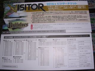 16年オリックスビジターチケット